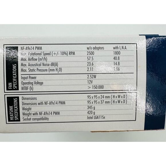 NOCTUA NH-L9i LGA115X L-Type Low-Profile Cooler Premium Fan 37mm NIB Brown Tan - Picture 7 of 11